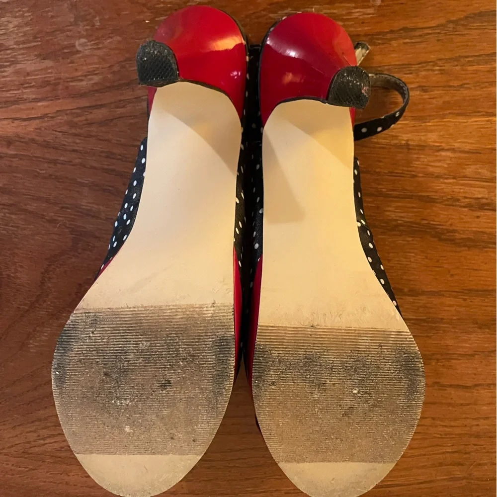 Madden girl black white polkadot sling backs - Picture 2 of 6